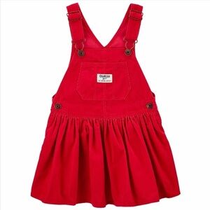OshKosh B’Gosh Red Corduroy Skirtall Overall Dress SIZE 3T Girl